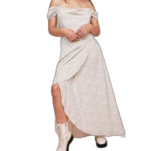 Nasty Gal Ditsy Floral Maxi Dress Womens 20 Plus Peasant Fairy Faux Wrap Goth